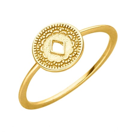 Victorious Dames Ring Goud – Rond met Ruit – Maat 52 (16.5mm)