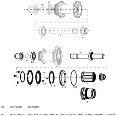 Achterwielasuiteinden Zipp Cognition db 12X135 Sram