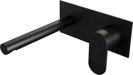 Brauer Black Edition inbouw wastafelmengkraan met rechte uitloop en afdekplaat model C1 mat zwart