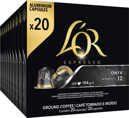 L'OR Espresso Onyx Koffiecups Voordeelpak - 10 x 20 capsules