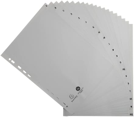 Exacompta 20x Tabbladen met bedrukte tabs in gerecycled PP - 20 tabs - A tot Z - A4 - Grijs - 1720E