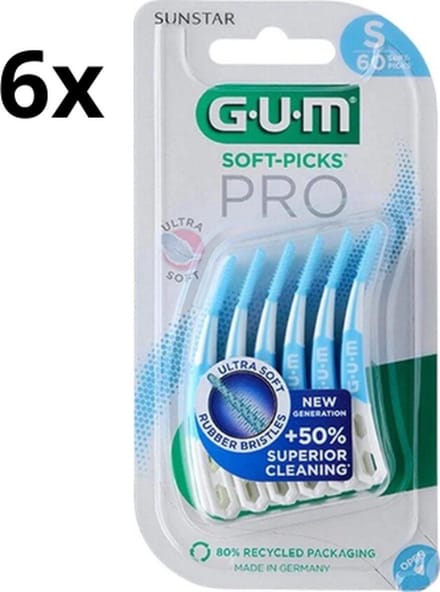 GUM Soft Picks PRO Small – 6 x 60 Stuks - Voordeelverpakking