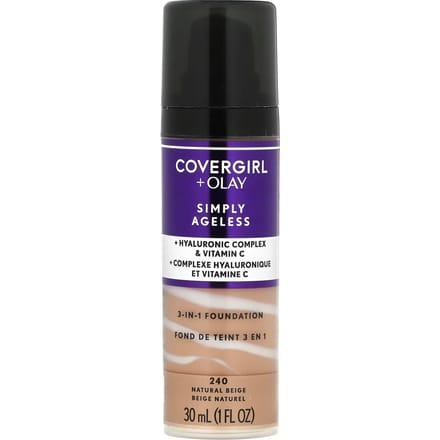 Olay Simply Ageless, 3-in-1 Foundation, 240 Natural Beige, 30ml(1 fl oz) black