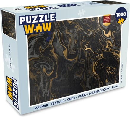Puzzel Marmer - Textuur - Grijs - Goud - Marmerlook - Luxe - Legpuzzel - Puzzel 1000 stukjes volwassenen