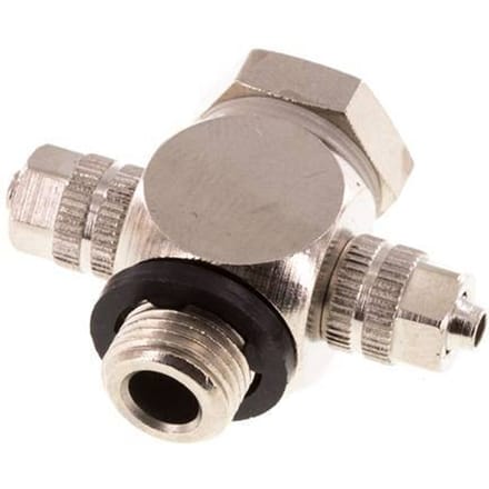 4.3x3 & G1/8" Vernikkeld Messing Banjo Tee Opsteek Fitting met O-ring [10 stuks].
