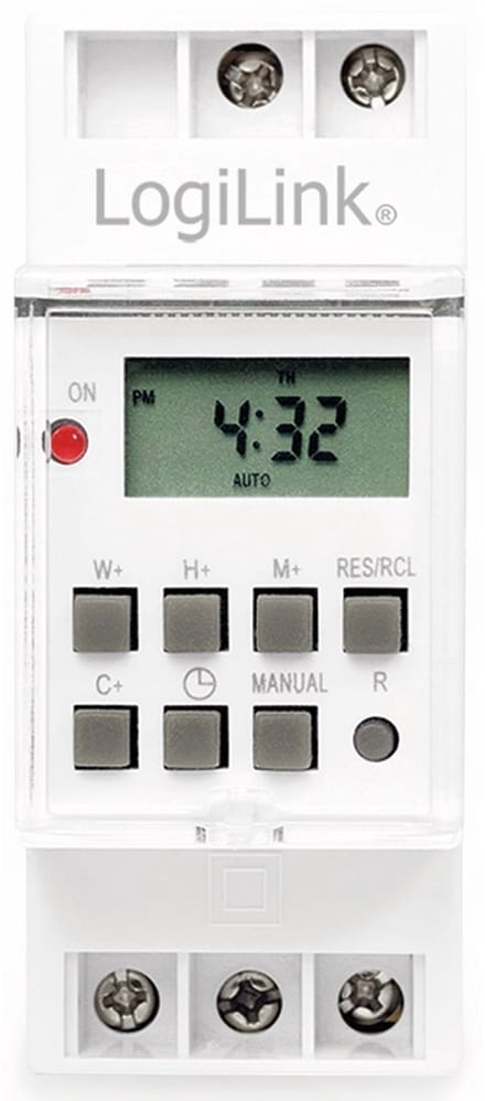 Tijdschakelklok voor montage op DIN-rail, wit