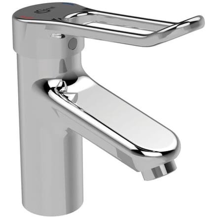 Ideal Standard Ceraplus 2 1-gats wastafelkraan m. vaste zelflegende uitloop m. beugelgreep 14cm chroom