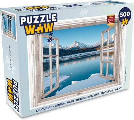 Puzzel Landschap - Winter - Meer - Bergen - Uitzicht - Doorkijk - Licht - Legpuzzel - Puzzel 500 stukjes