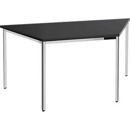 Vergadertafel, trapezium 1600 x 800 mm, zwart