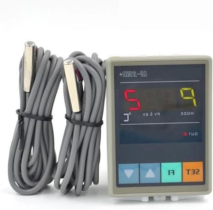 Temperatuur Controller - Regelapparaat Sensor - Water Circulatie - Dubbele Sensor - Compact Formaat - Zwart