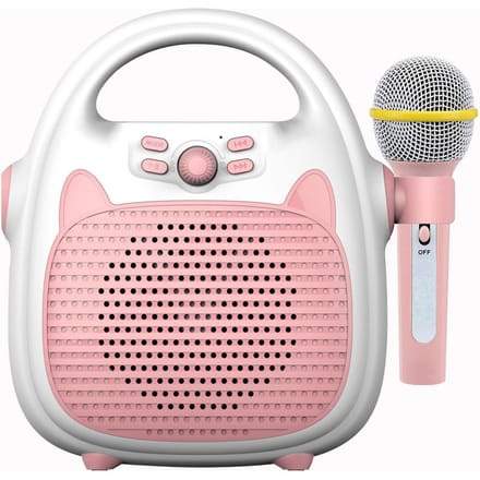 Karaokemachine Oplaadbare draagbare karaokeluidspreker met microfoon BT/geheugenkaart/USB roze