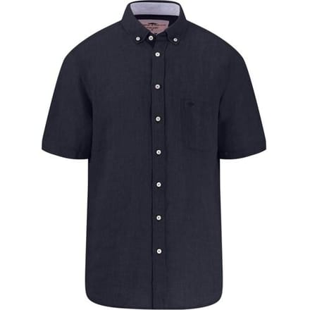 Fynch-Hatton Overhemd Premium Linnen Uni Color Button-Down Navy / male