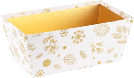 Dekoratief | Bakje rechthoek 'Winter Glitter', wit/goud, 24x14x10cm | A235591