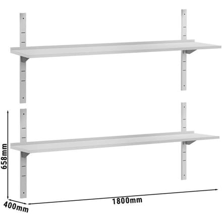 GGM Gastro Dubbele RVS wandschap ECO - 1800x400mm zilver
