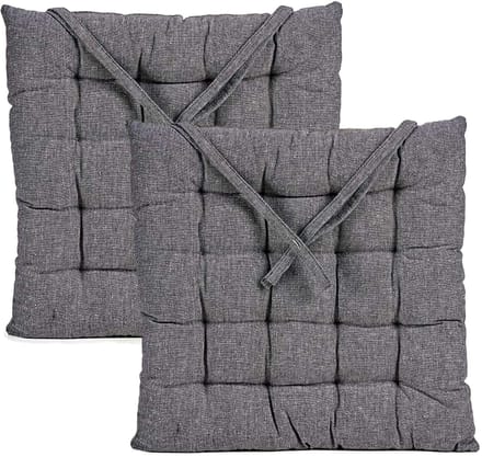 Giftdecor Stoelkussen Decorama - 2x - binnen/buiten - donkergrijs - 40 x 40 x 5 cm - polyester