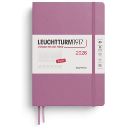 Leuchtturm1917 agenda 2026 1 dag per pagina hardcover medium a5, oud roze