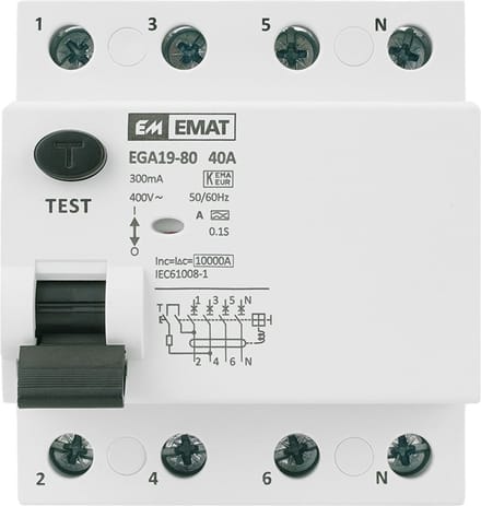 EMAT aardlekschakelaar 4-polig 40A 300mA type A (85002006)
