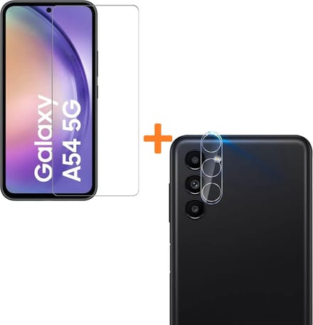 Screenprotector 3x en Camera lens protector 3x - Glasplaatje - Tempered glass Screen protector Geschikt voor: Samsung Galaxy A54 - Beschermglas