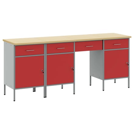 vidaXL - Werk - Cabinet - met - lade - 4 - st - Rood - Engineered - hout - en - staal