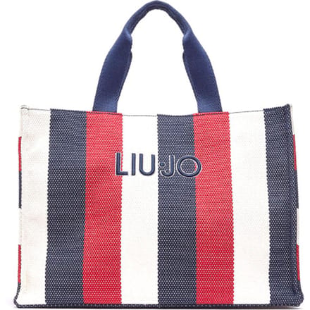 LIU JO shopper schoudertas Tote Bag Striped Canvas Blue Sky veelkleurig