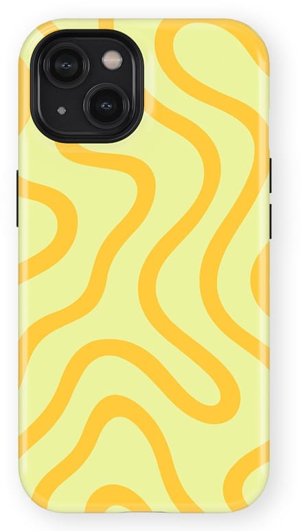DripCase Curvy Lines Hoesje geschikt voor iPhone 14 | Backcover met Mag | Design Tough Case geschikt voor iPhone 14 Lemon Loop