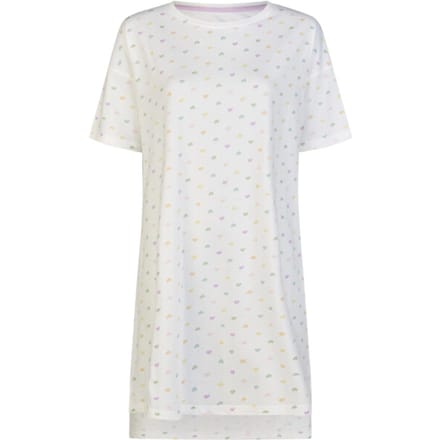 By Louise Dames Lang Nachthemd Korte Mouw Wit Hartjes Confetti - Maat M