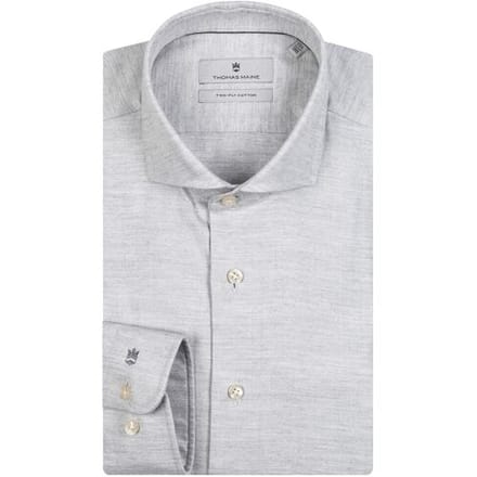 Thomas Maine Overhemd Roma Modern Kent Herringbone Flanel Tencel Soft Grey / male
