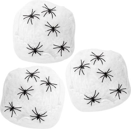 Horror spinnenweb met spinnen - 3x - wit - 40 gr - Halloween decoratie