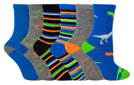 Jongens 6 paar geassorteerde nieuwe mode enkelsokken - Dinosaurussen