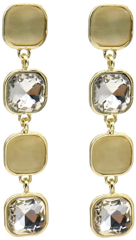 Oorbellen kristal - goudkleurig - 6 cm