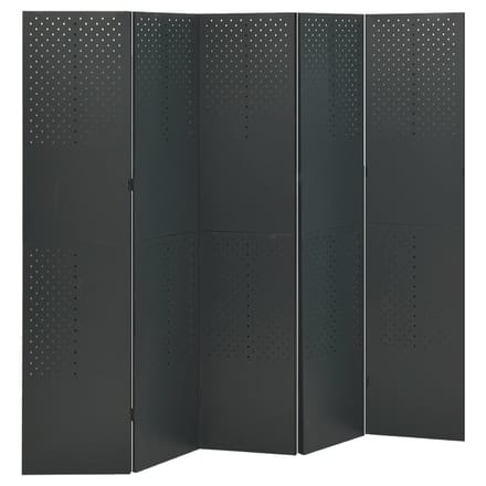 vidaXL - Kamerscherm - met - 5 - panelen - 200x180 - cm - staal - antracietkleurig