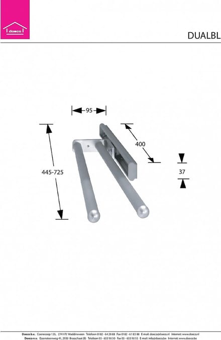 doekenrek dual blank alu Doeco Inbouwaccessoires