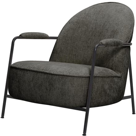 Tower Living Fauteuil Amelia - Donkergrijs Stof - Met Armleuning - 82x73x77cm