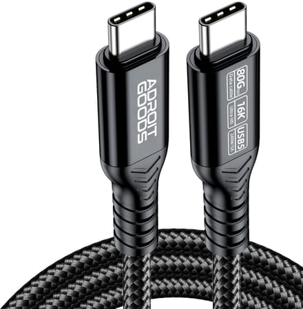 AdroitGoods USB-C Thunderbolt 5 Kabel - 80Gbps datakabel, PD3.1 240W 48V/5A oplaadkabel - 16K HDR - 1m