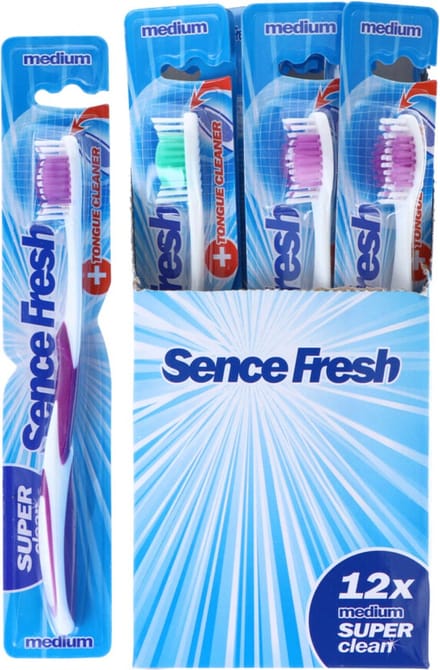 12x Sence Tandenborstels Fresh Super Clean Medium 12 stuks