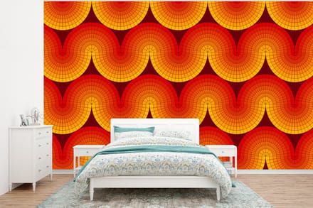 Behang - Fotobehang Design - Retro - Rood - Abstract - Breedte 295 cm x hoogte 220 cm