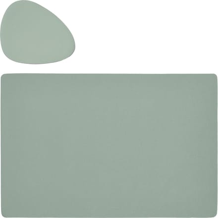 Placemats en onderzetters lederlook - set 6x - mintgroen - 45 x 30 cm
