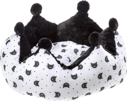 kattenmand Mikado 60 x 55 cm katoen wit/zwart