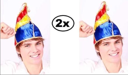 2x Prinsenmuts bonte kleuren one size