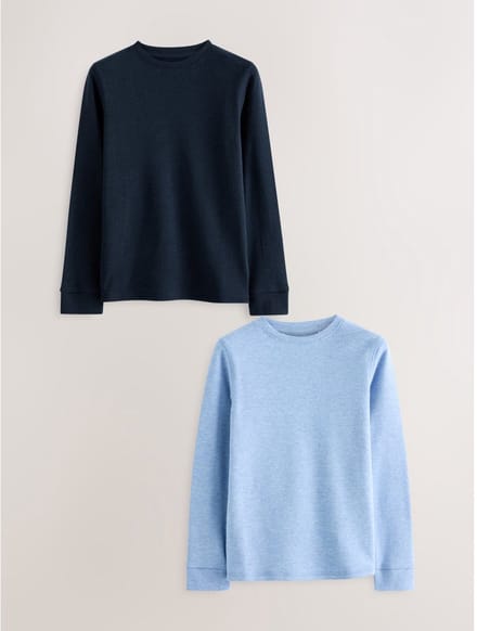 Next - Jongens - 2 -pack thermische tops met lange mouwen - Blauw