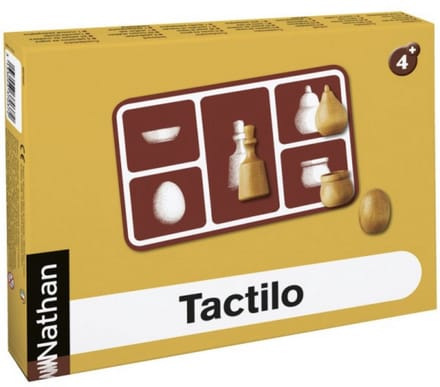 Tactilo lotto, 32-delig - 25 houten 3D voorwerpen - 5 kartonnen spelplankjes