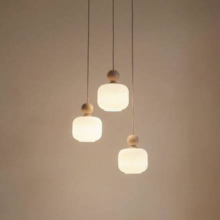 TK Lighting Hanglamp Ballo, 3-lamps, wit, glas, Ø 35 cm