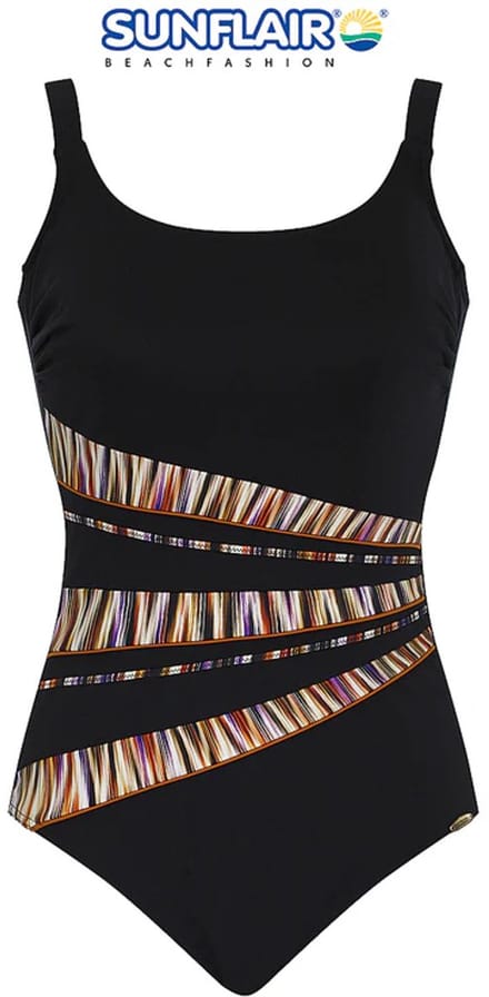 Sunflair Dames Badpak 22045 - Zwart - Corrigerend Effect - Verstelbare Schouderbanden - 44D