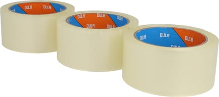 DULA Verpakkingstape - Transparant - 3 rollen Dozentape 50 mm x 66 m - Plakband