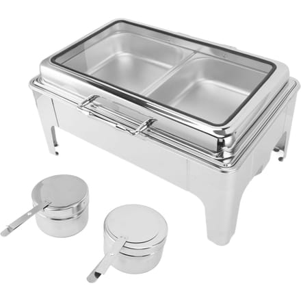 Chafing Dish Buffet Set 9L Roestvrij Staal Rechthoekig Alcohol Verwarmd Catering Food Warmer met Voedsel L white