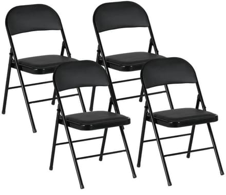 Klapstoel set van 4 - Vouwstoel - Eetkamerstoelen - Stoelen - Kunstleer - Zwart