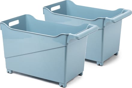 Plasticforte opberg Trolley Container - 2x - ijsblauw - L45 x B24 x H27 cm - kunststof