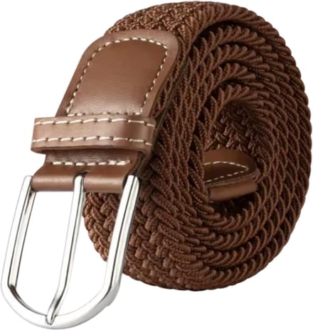Bruine elastische riem - Rekbare riem - Bruin - 1Meter - Met kunstlederen details - Universele riem - CHPN