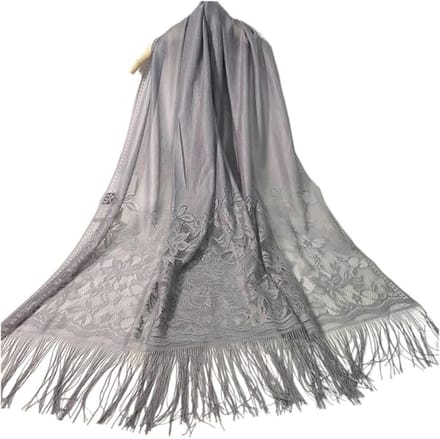 Lace Sjaal - Dames Sjaal - Stijlvol Accessoire - Hollow Jacquard - 185 cm - Grijs