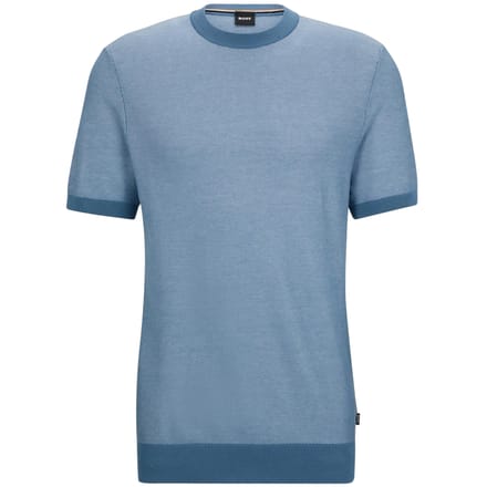 Boss Heren Tantino Gebreid T-Shirt (Lichtblauw)